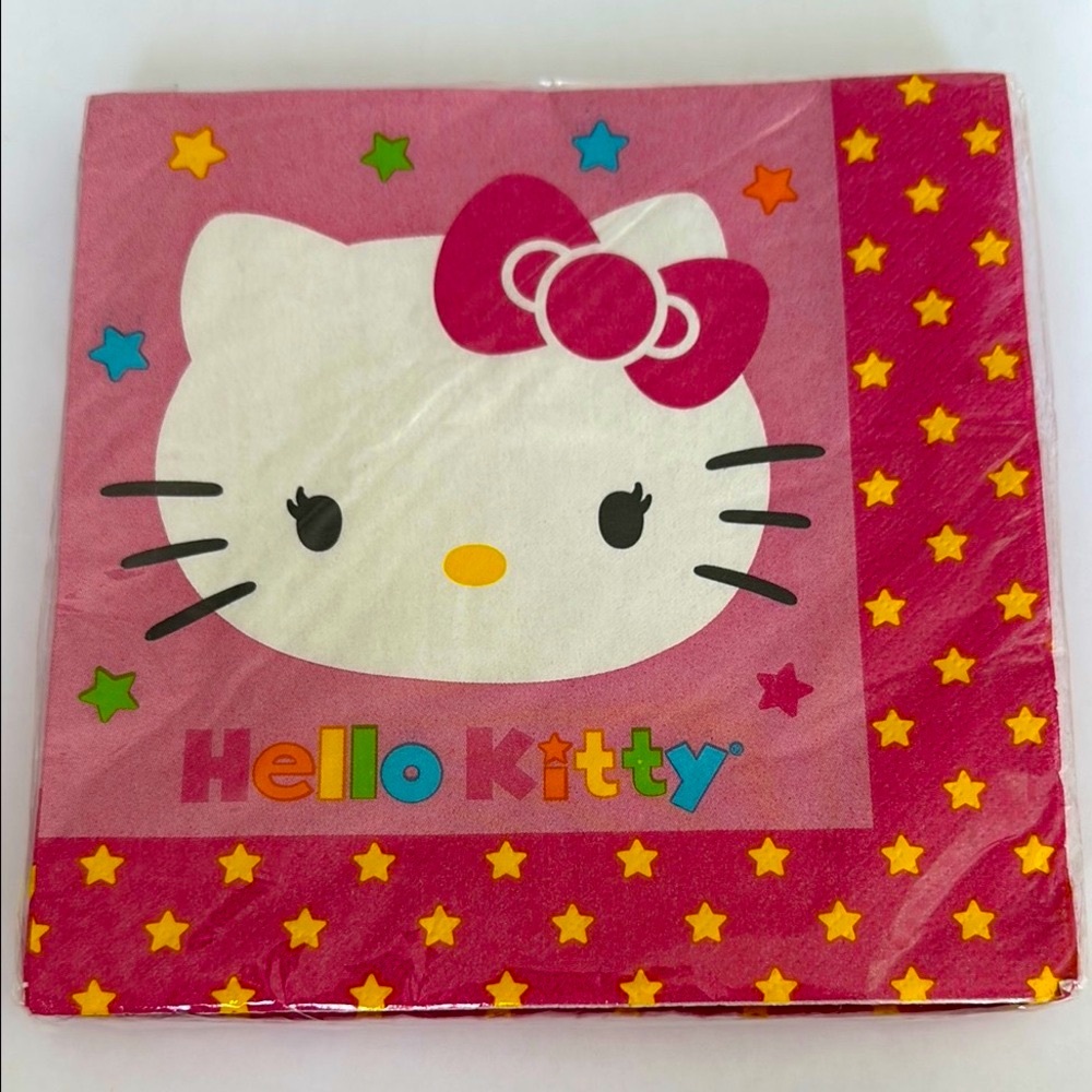 Hello Kitty- Paper Napkins With HK and Cute Yellow Stars- 16 - 2ply - NWT